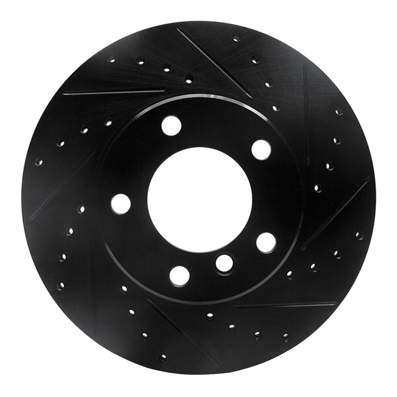 BMW 525I Brake Rotor (1) - Front Right - R1 Concepts - Drilled & Slotted - Black - `96-`03